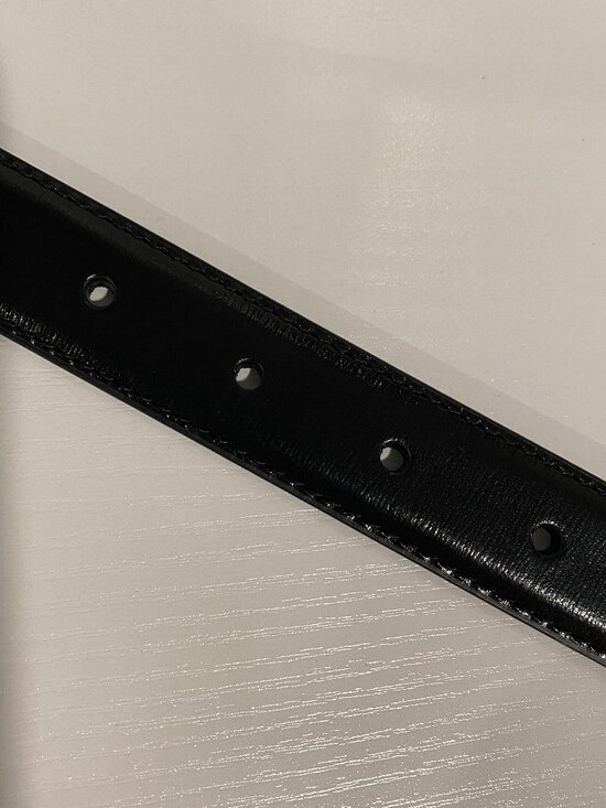 Celine Black Leather Belt with Gold Buckle
